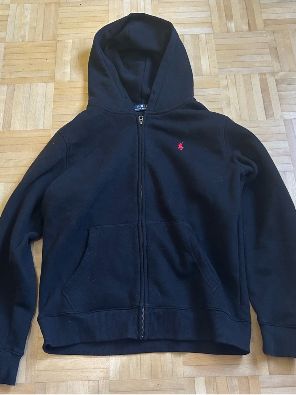 Polo Ralph Lauren Black Zip-Up Hoodie with red Pony